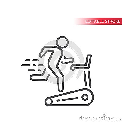 Person running on treadmill line vector icon Vector Illustration