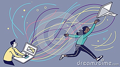 Person sending paper planes with letters, message delivery vector design Generative AI Vector Illustration