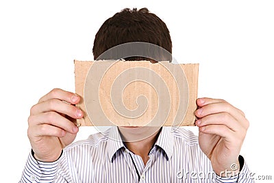 Person showing Blank Cardboard Stock Photo