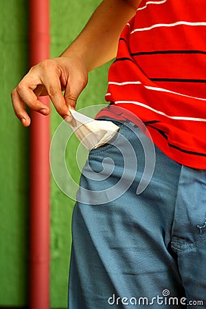 Person showing his empty pocket Stock Photo