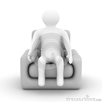 Person sitting in an armchair. Stock Photo
