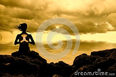 Person sitting yoga Stock Photo