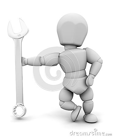 Person with spanner Stock Photo