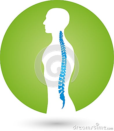 Person and spine, colored, orthopedic and physiotherapy logo Stock Photo