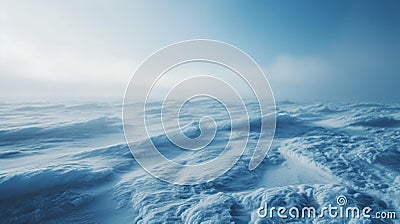 A person is standing on top of a large pile of snow, AI Stock Photo