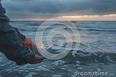 Serene Ocean Memorial Tribute Stock Photo