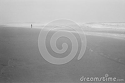 Person on the beach for a stroll along the Oregon coast Stock Photo