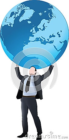 Person successfully raises the planet earth Vector Illustration