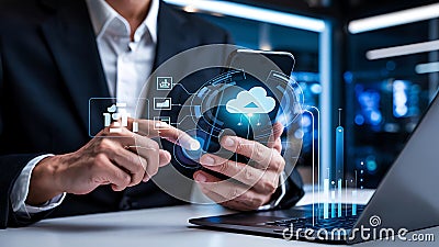 Secure Cloud Storage & Encrypted Backup Real-Time Sync & Mobile Access Stock Photo