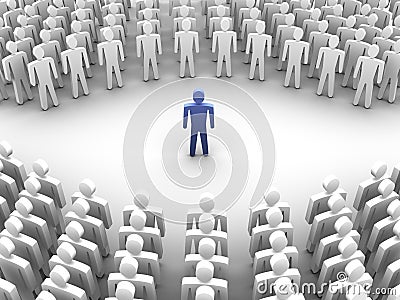 Person surrounded with crowd Stock Photo