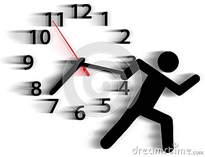 Person symbol run time race against clock Stock Photo