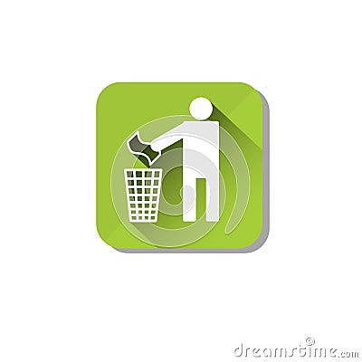 Person Throw Rubbish To Recycle Bin Web Icon Vector Illustration