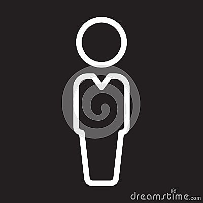Person, user line icon, white outline sign, vector illustration. Vector Illustration