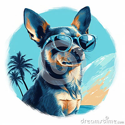 Chihuahua Illustrations Digital Art Techniques With Tropical Symbolism Cartoon Illustration