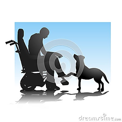 Person in Wheelchair and Dog Cartoon Illustration