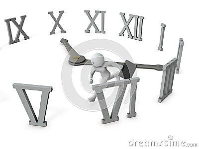 A person who is chased by a time limit. 3D rendering. Stock Photo