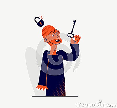 The person who has freed from mind control, vector concept of a matrix type manipulation. Vector Illustration