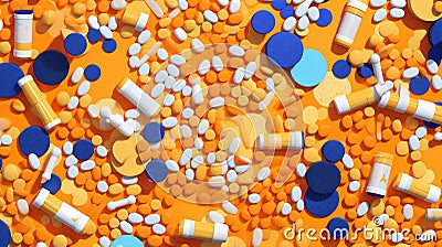 medical orange prescription character pharmacy medicine concept pill drug health. Generative AI. Stock Photo