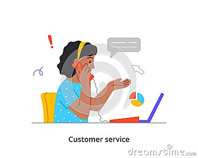 Person during work calls Vector Illustration