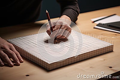 person writing down on a sheet Stock Photo