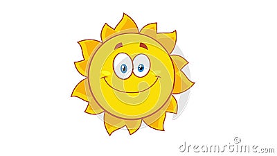 Caricatura Del Sol Amarillo Feliz Con Nubes Metrajes - Vídeo de lindo,  rayo: 191765476