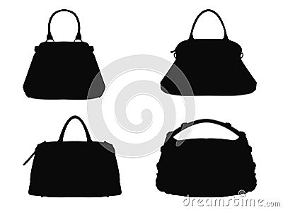 Personal accessories, women black bags Vector Illustration