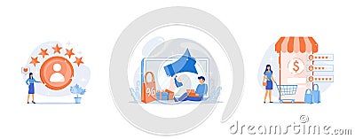 Personal account, Discount advertising, User rating and feedback, Vector Illustration