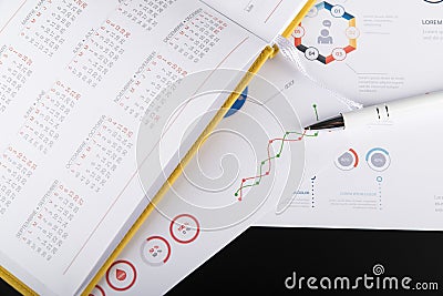 Personal agenda and graphic charts Stock Photo