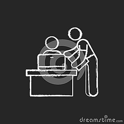 Personal assistant chalk white icon on black background Vector Illustration