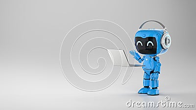 Personal assistant robot work with computer notebook Stock Photo