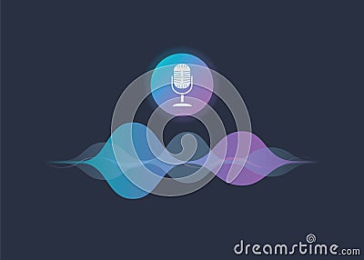 Personal assistant and voice recognition concept gradient vector illustration of soundwave intelligent technologies. Vector Illustration