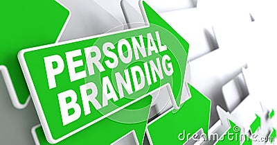 Personal Branding on Green Direction Sign. Stock Photo