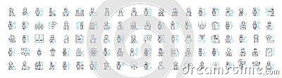 Personal branding vector line icons set. Self-promotion, Networking, Reputation, Identity, Image, Profile, Value Vector Illustration