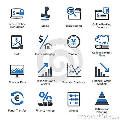 Personal & Business Finance Icons Set 3 - Blue Series Vector Illustration