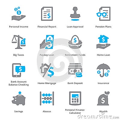 Personal & Business Finance Icons Set 1 Vector Illustration