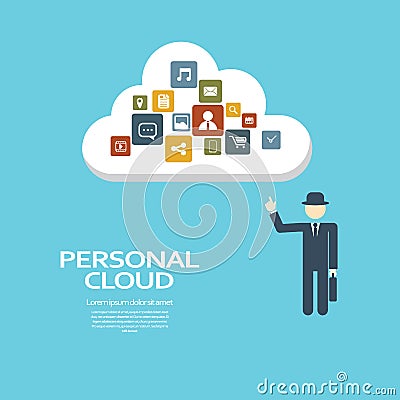 Personal cloud computing concept for private and Vector Illustration