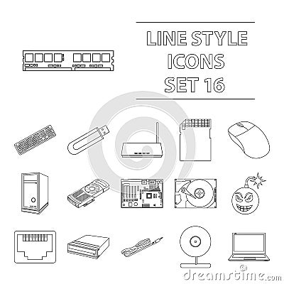 Big collection personal computer vector symbol stock illustration Vector Illustration