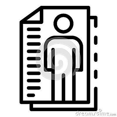 Personal cv papers icon, outline style Vector Illustration