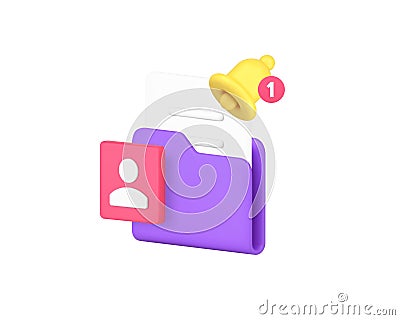 Personal data archive storage database file notification 3d icon realistic vector illustration Vector Illustration