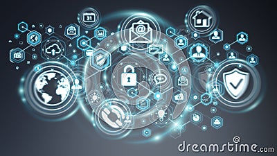 Personal data information protected by software 3D rendering Stock Photo