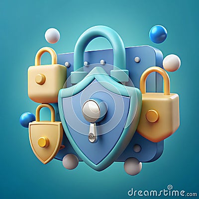 Personal data protection and cyber security network system of internet technology concepts. Digital privacy information icons Stock Photo