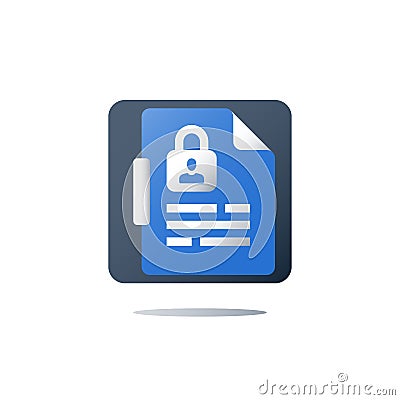 Privacy policy, personal data security, GDPR concept, vector icon Vector Illustration