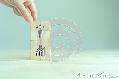 Personal development, growth mindset and promoted employee. Stock Photo