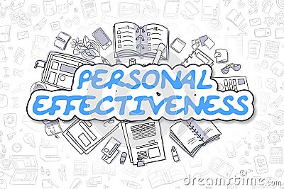 Personal Effectiveness - Doodle Blue Word. Business Concept. Stock Photo