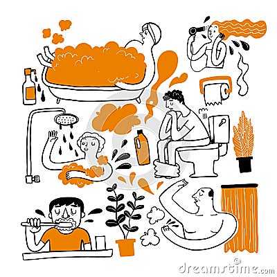 A personal errand in the bathroom Vector Illustration