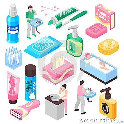 Personal Family Hygiene Set Vector Illustration