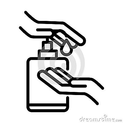 Personal hand hygiene, hands sanitizer disease prevention and health care line style icon Vector Illustration