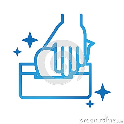 Personal hand hygiene, wipe your hands with a paper towel, disease prevention and medical care gradient style icon Vector Illustration