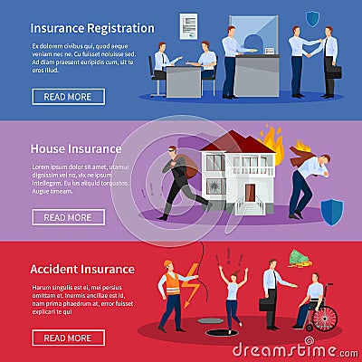 Personal And House Insurance Banners Set Vector Illustration