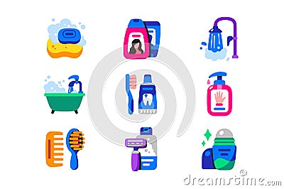 Personal hygiene icon set Vector Illustration